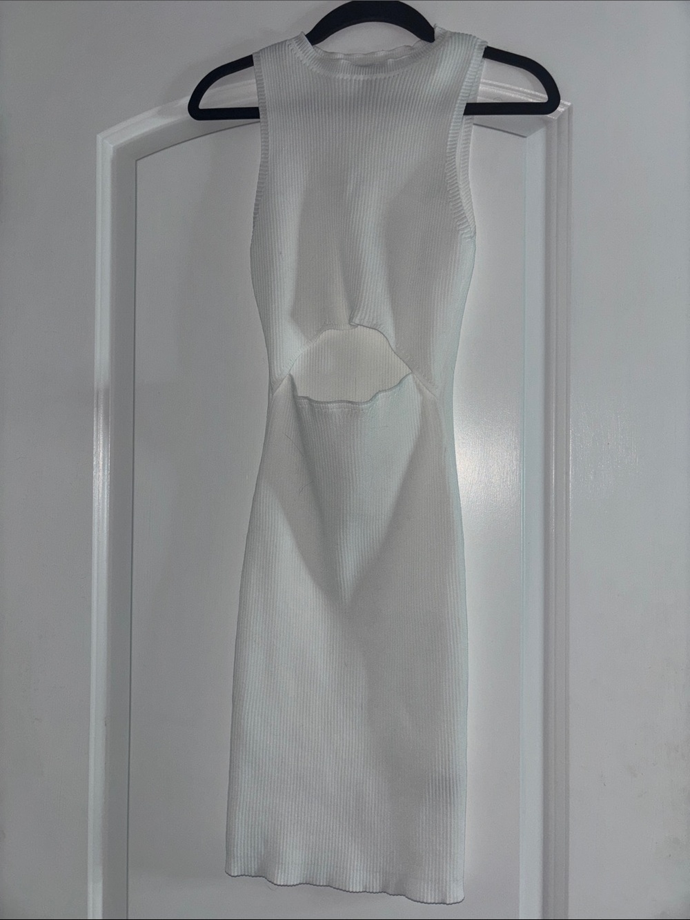 Sleeveless White Midi Dress with Front Cutout